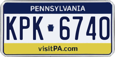 PA license plate KPK6740