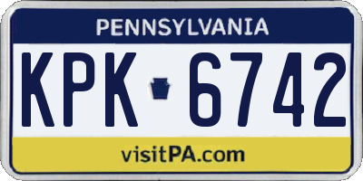 PA license plate KPK6742