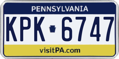 PA license plate KPK6747
