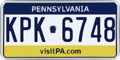 PA license plate KPK6748