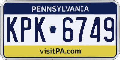 PA license plate KPK6749