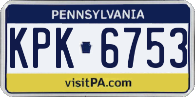 PA license plate KPK6753