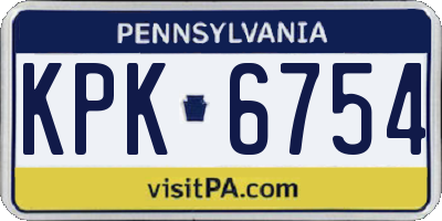 PA license plate KPK6754