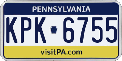 PA license plate KPK6755