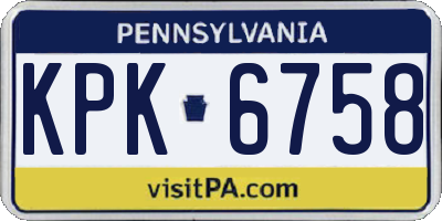 PA license plate KPK6758