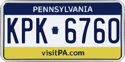PA license plate KPK6760