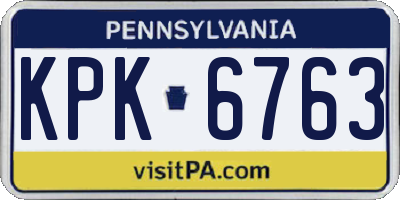 PA license plate KPK6763