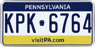 PA license plate KPK6764