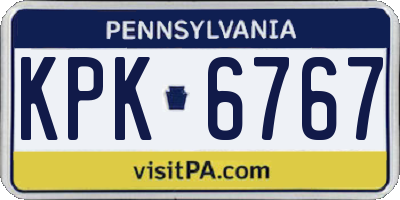 PA license plate KPK6767
