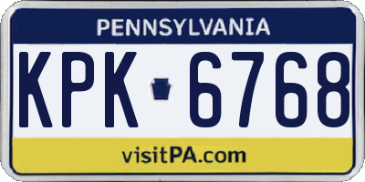 PA license plate KPK6768