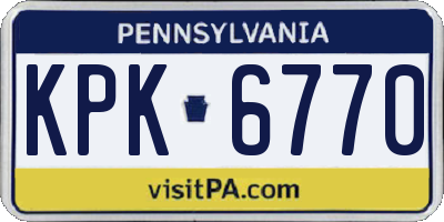 PA license plate KPK6770