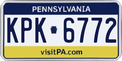 PA license plate KPK6772