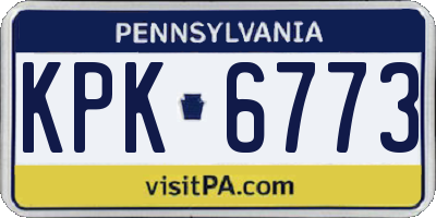 PA license plate KPK6773