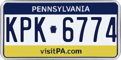 PA license plate KPK6774