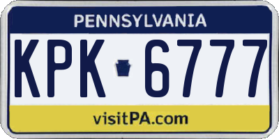 PA license plate KPK6777