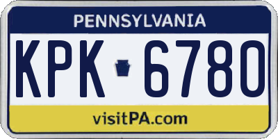 PA license plate KPK6780