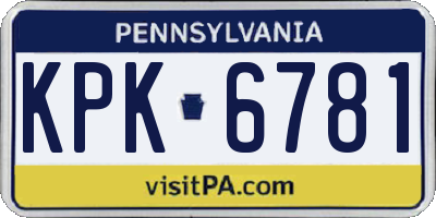 PA license plate KPK6781