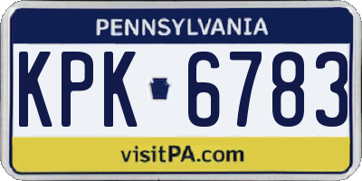 PA license plate KPK6783