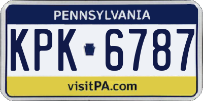 PA license plate KPK6787