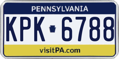 PA license plate KPK6788