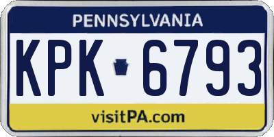 PA license plate KPK6793
