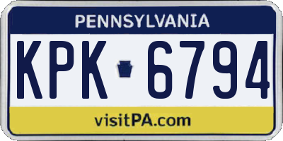 PA license plate KPK6794