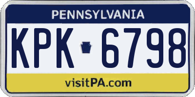 PA license plate KPK6798