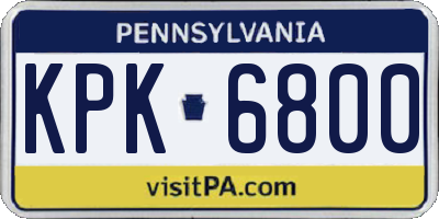 PA license plate KPK6800