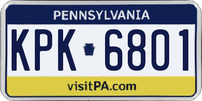 PA license plate KPK6801