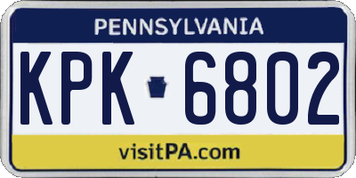 PA license plate KPK6802