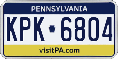 PA license plate KPK6804