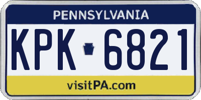 PA license plate KPK6821