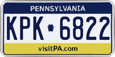 PA license plate KPK6822