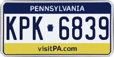 PA license plate KPK6839