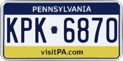 PA license plate KPK6870