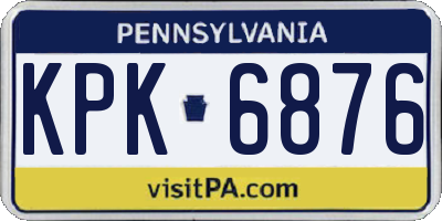 PA license plate KPK6876