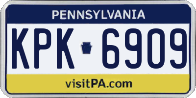 PA license plate KPK6909