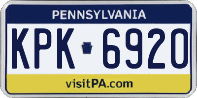 PA license plate KPK6920