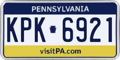 PA license plate KPK6921