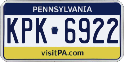 PA license plate KPK6922