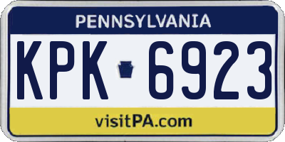 PA license plate KPK6923