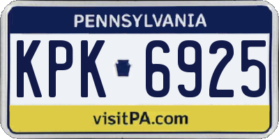 PA license plate KPK6925