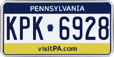 PA license plate KPK6928