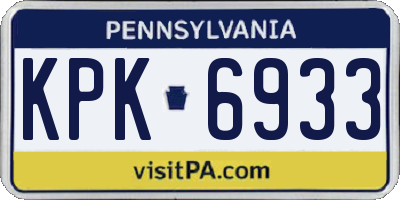 PA license plate KPK6933