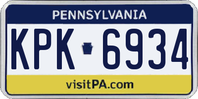 PA license plate KPK6934