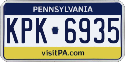 PA license plate KPK6935