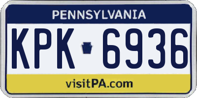 PA license plate KPK6936