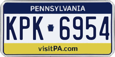 PA license plate KPK6954