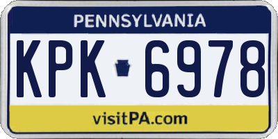 PA license plate KPK6978
