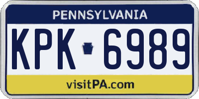 PA license plate KPK6989